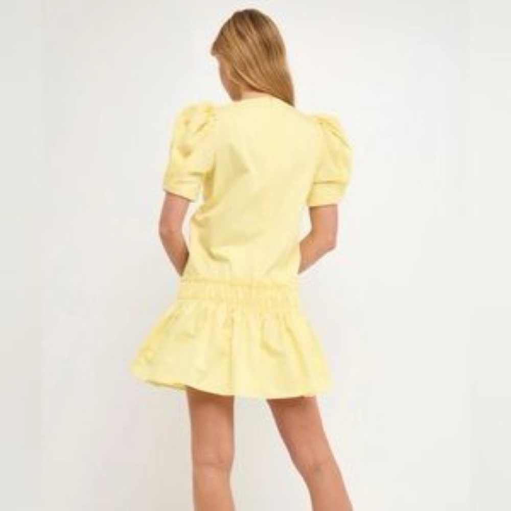 ENGLISH FACTORY
Ruffle Detail Puff Sleeve Poplin Dress size Large Yellow - Picture 2 of 12
